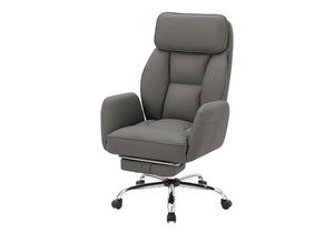 Monarch Specialties Office Ergonomic High-Back Chair With Lumbar Support, Leather-Look Upholstery, Chrome Accents, 5-Year Warranty DARK GREY I 7274