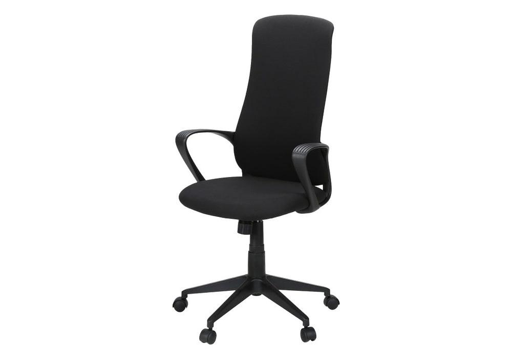 Monarch Specialties Office Executive Chair With High-Back Ergonomic Support, Breathable Fabric, Tilt & Smooth Casters BLACK I 7354