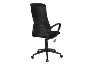 Monarch Specialties Office Executive Chair With High-Back Ergonomic Support, Breathable Fabric, Tilt & Smooth Casters BLACK I 7354