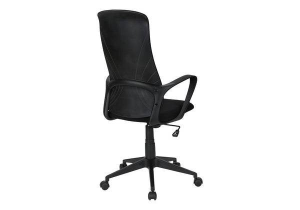 Monarch Specialties Office Executive Chair With High-Back Ergonomic Support, Breathable Fabric, Tilt & Smooth Casters BLACK I 7354