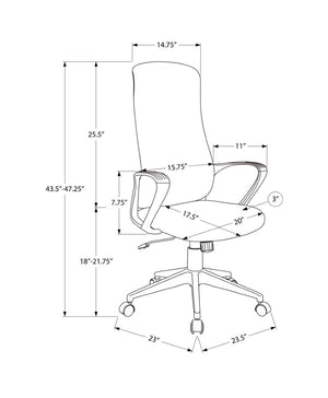 Monarch Specialties Office Executive Chair With High-Back Ergonomic Support, Breathable Fabric, Tilt & Smooth Casters BLACK I 7354