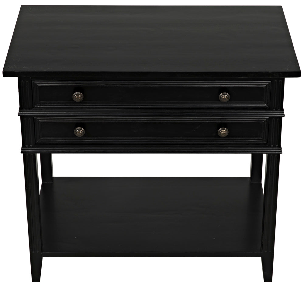 Colonial Birch Side Table with Two Drawers for Traditional and Farmhouse Living Rooms