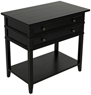 Colonial Birch Side Table with Two Drawers for Traditional and Farmhouse Living Rooms