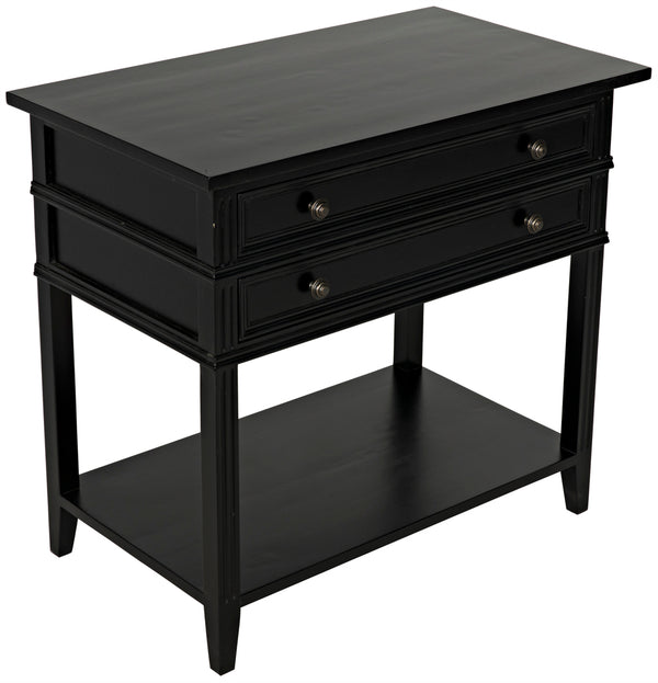 Colonial Birch Side Table with Two Drawers for Traditional and Farmhouse Living Rooms
