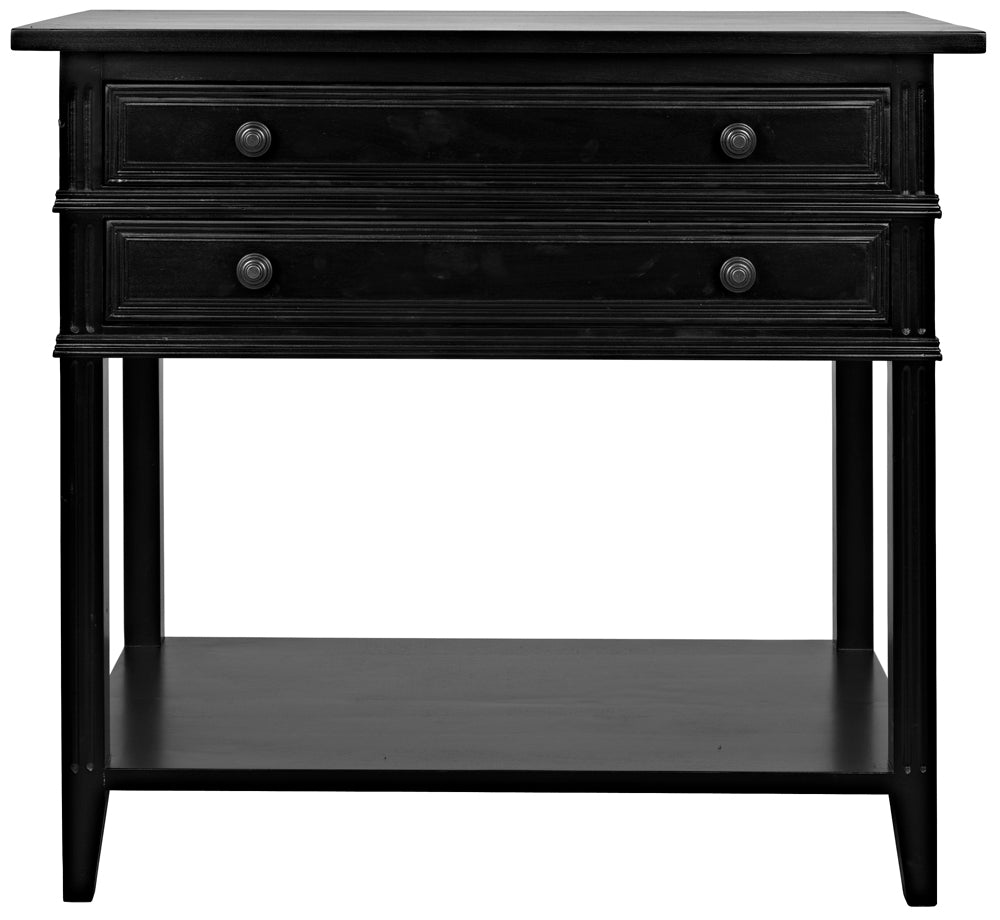 Colonial Birch Side Table with Two Drawers for Traditional and Farmhouse Living Rooms