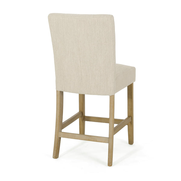 English Elm Christopher Knight Home® - Contemporary Button-Tufted Fabric Counter Stools Set of 2 with Espresso Legs, Waffle Stitch Comfort Beige 71254.00BGE