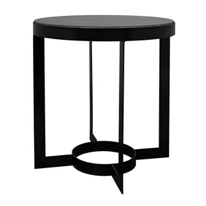 Parker Round Marble Top End Table with Iron Frame for Modern Living Room Accent Decor