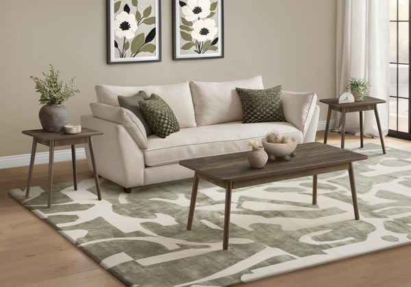 Monarch Specialties Table 3-Piece Mid-Century Modern Coffee & End Tables Set In Dark Brown Laminate With Solid Wood Legs And Rounded Corners — Durable, Easy-Clean Design, 5-Year Warranty I 7856P