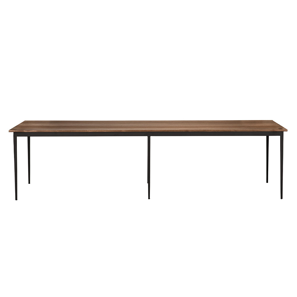 Boylen Solid Walnut Dining Table with Iron Base Seats Eight in Modern Style