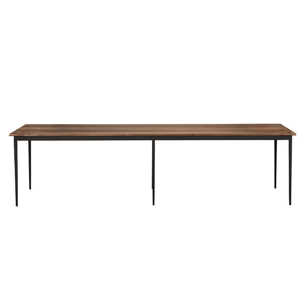 Boylen Solid Walnut Dining Table with Iron Base Seats Eight in Modern Style