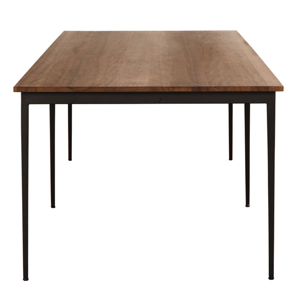 Boylen Solid Walnut Dining Table with Iron Base Seats Eight in Modern Style