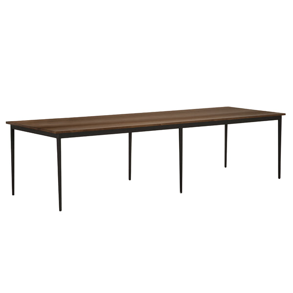 Boylen Solid Walnut Dining Table with Iron Base Seats Eight in Modern Style