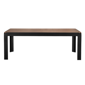 Alexei Walnut Veneer Dining Table with Matte Black Iron Base for Modern Interiors
