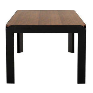 Alexei Walnut Veneer Dining Table with Matte Black Iron Base for Modern Interiors
