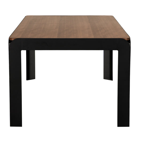Alexei Walnut Veneer Dining Table with Matte Black Iron Base for Modern Interiors