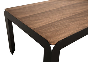 Alexei Walnut Veneer Dining Table with Matte Black Iron Base for Modern Interiors