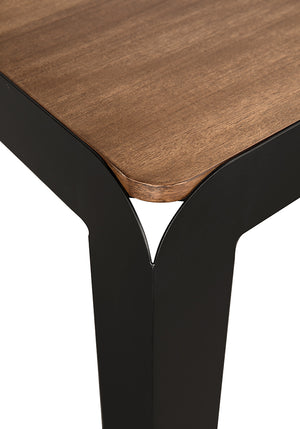Alexei Walnut Veneer Dining Table with Matte Black Iron Base for Modern Interiors