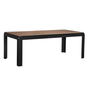 Alexei Walnut Veneer Dining Table with Matte Black Iron Base for Modern Interiors