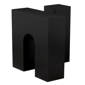 Leopold Industrial Solid Iron Side Table with Matte Black Finish for Modern Living Spaces