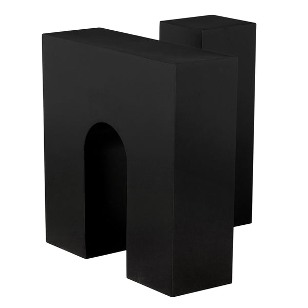 Leopold Industrial Solid Iron Side Table with Matte Black Finish for Modern Living Spaces