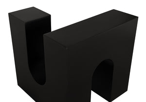 Leopold Industrial Solid Iron Side Table with Matte Black Finish for Modern Living Spaces
