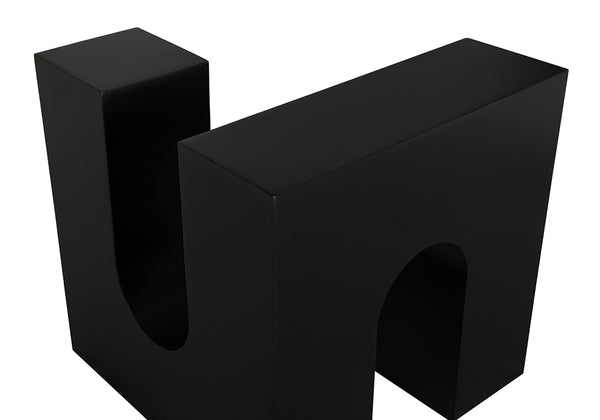 Leopold Industrial Solid Iron Side Table with Matte Black Finish for Modern Living Spaces