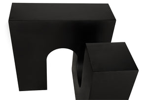 Leopold Industrial Solid Iron Side Table with Matte Black Finish for Modern Living Spaces
