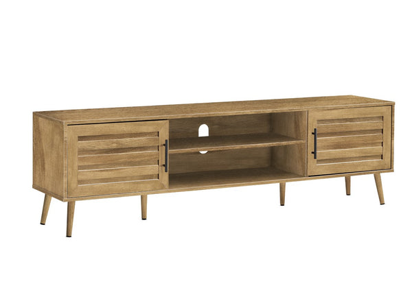 Monarch Specialties Tv Stand Mid-Century 72" Media Console With Cable Management, Spacious Storage & Solid Wood Legs WALNUT I 2719
