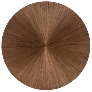 Hooker Furniture Eleana 66" Round Dining Table With Starburst Walnut Top & Sunlit Bronze Pedestal — Seats 6–8 7252-75201-85