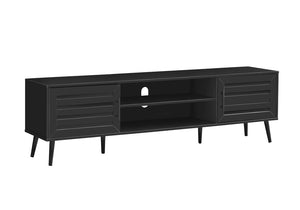 Monarch Specialties Tv Stand Mid-Century 72" Media Console With Cable Management, Spacious Storage & Solid Wood Legs BLACK I 2749