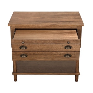 Artemio Side Table Dark Walnut Veneer with Brass Accents and Pull-out Writing Tray