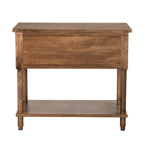 Artemio Side Table Dark Walnut Veneer with Brass Accents and Pull-out Writing Tray