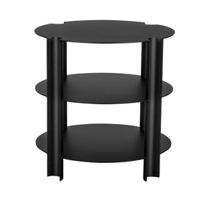 Luca Cylindrical Iron Side Table with Three Tier Shelving for Modern Minimalist Spaces