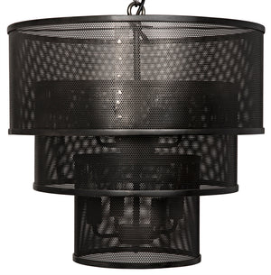 Arena Multi Tier Metal Mesh Pendant Light Industrial Chandelier for Dining and Foyer Spaces