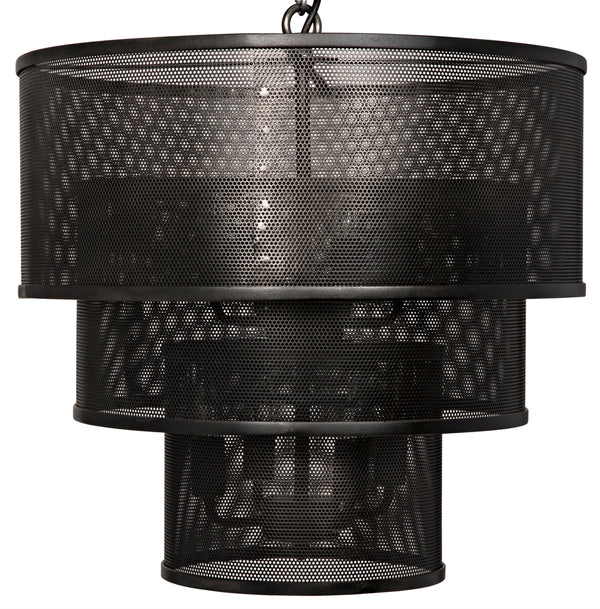 Arena Multi Tier Metal Mesh Pendant Light Industrial Chandelier for Dining and Foyer Spaces