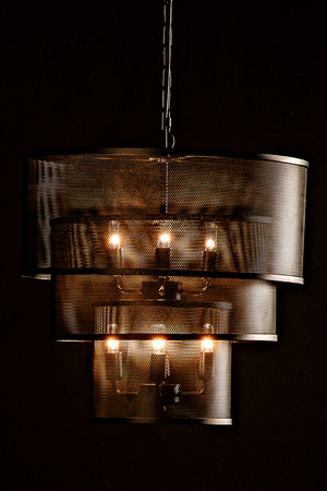 Arena Multi Tier Metal Mesh Pendant Light Industrial Chandelier for Dining and Foyer Spaces
