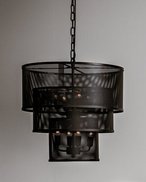 Arena Multi Tier Metal Mesh Pendant Light Industrial Chandelier for Dining and Foyer Spaces