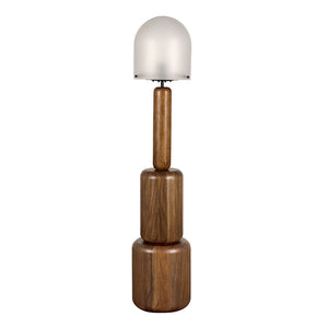 Mondo Sculptural Walnut Base Floor Lamp with Frosted Glass Dome for Modern Interiors