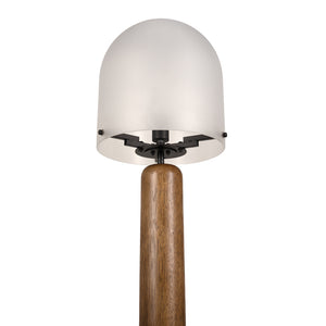 Mondo Sculptural Walnut Base Floor Lamp with Frosted Glass Dome for Modern Interiors