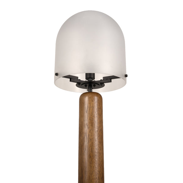 Mondo Sculptural Walnut Base Floor Lamp with Frosted Glass Dome for Modern Interiors