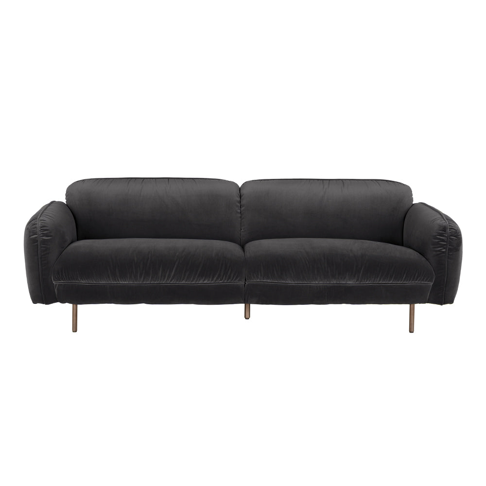 Franklin Contemporary Velvet Sofa with Brass Legs Plush 3-seater for Modern Living Rooms