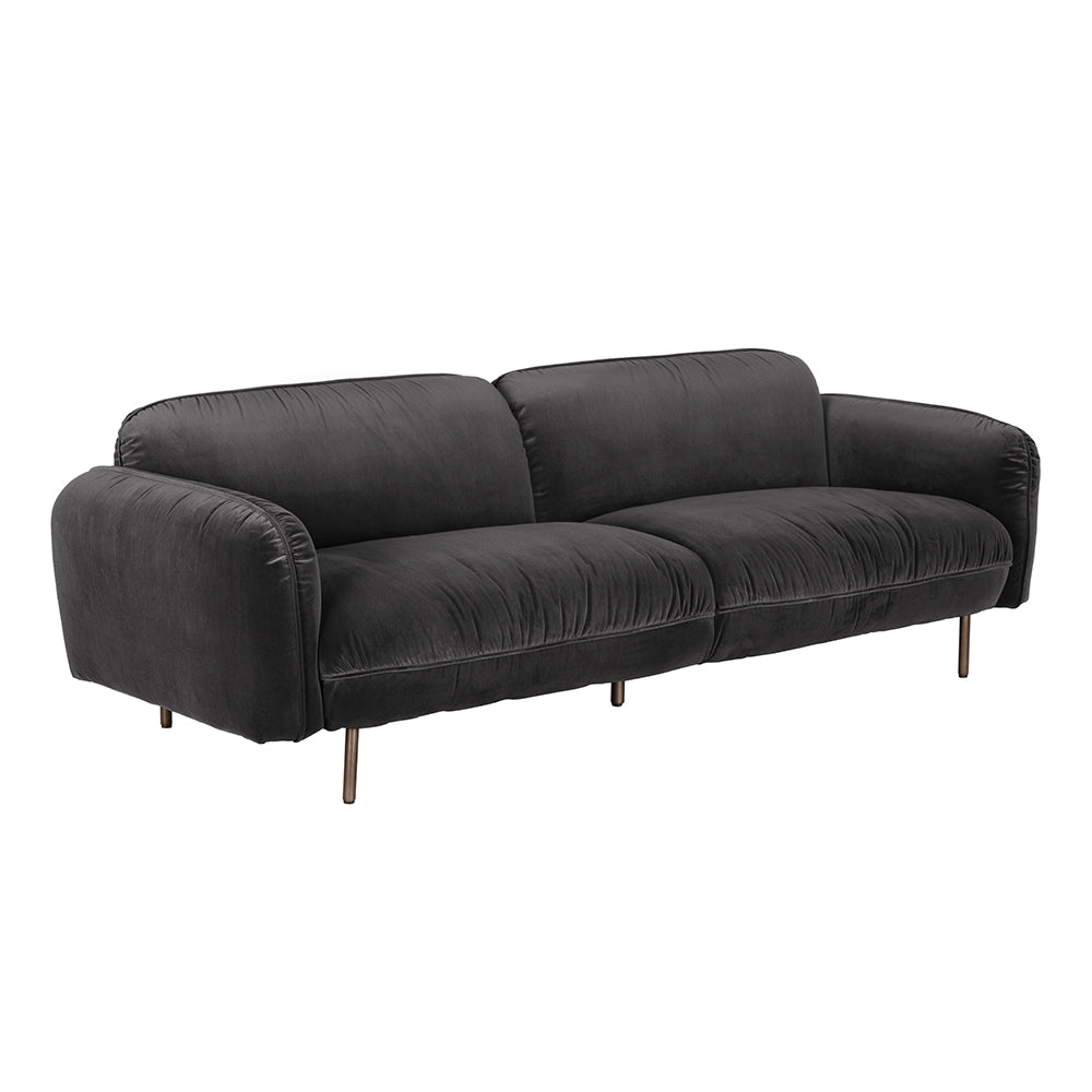Franklin Contemporary Velvet Sofa with Brass Legs Plush 3-seater for Modern Living Rooms
