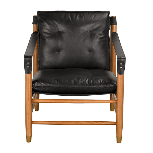 Luther Mid-century Armchair in Top-grain Leather with Solid Walnut Frame for Living Rooms