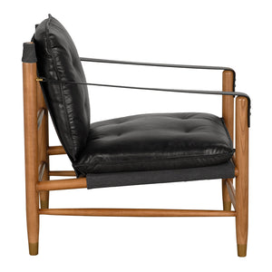 Luther Mid-century Armchair in Top-grain Leather with Solid Walnut Frame for Living Rooms