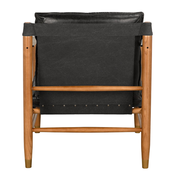 Luther Mid-century Armchair in Top-grain Leather with Solid Walnut Frame for Living Rooms