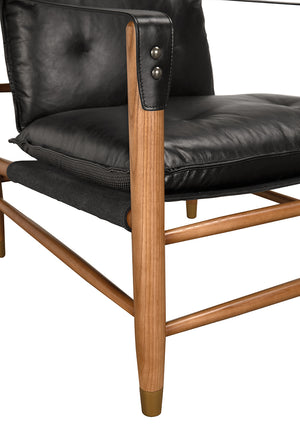 Luther Mid-century Armchair in Top-grain Leather with Solid Walnut Frame for Living Rooms