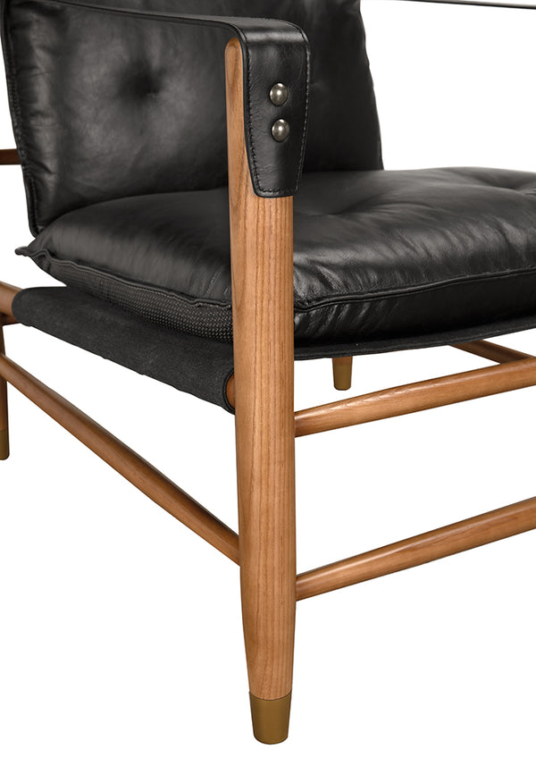 Luther Mid-century Armchair in Top-grain Leather with Solid Walnut Frame for Living Rooms