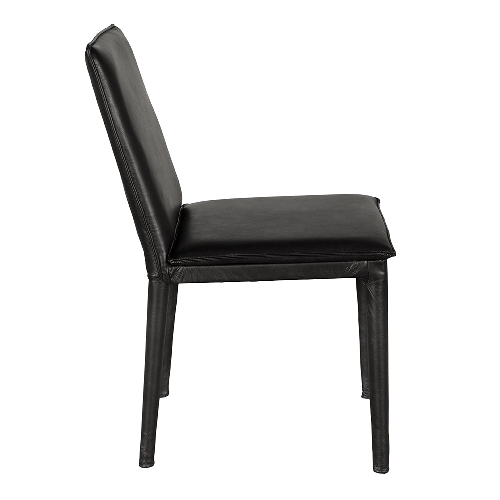 Newton Top-grain Leather Dining Chair with Tapered Iron Legs for Modern Interiors