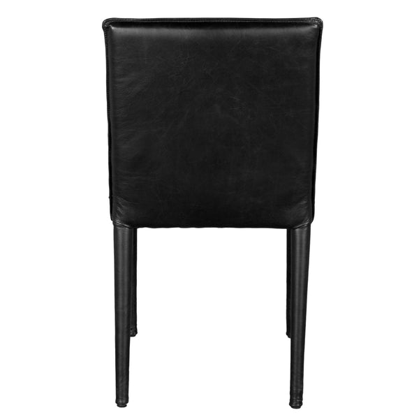 Newton Top-grain Leather Dining Chair with Tapered Iron Legs for Modern Interiors