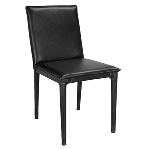 Newton Top-grain Leather Dining Chair with Tapered Iron Legs for Modern Interiors